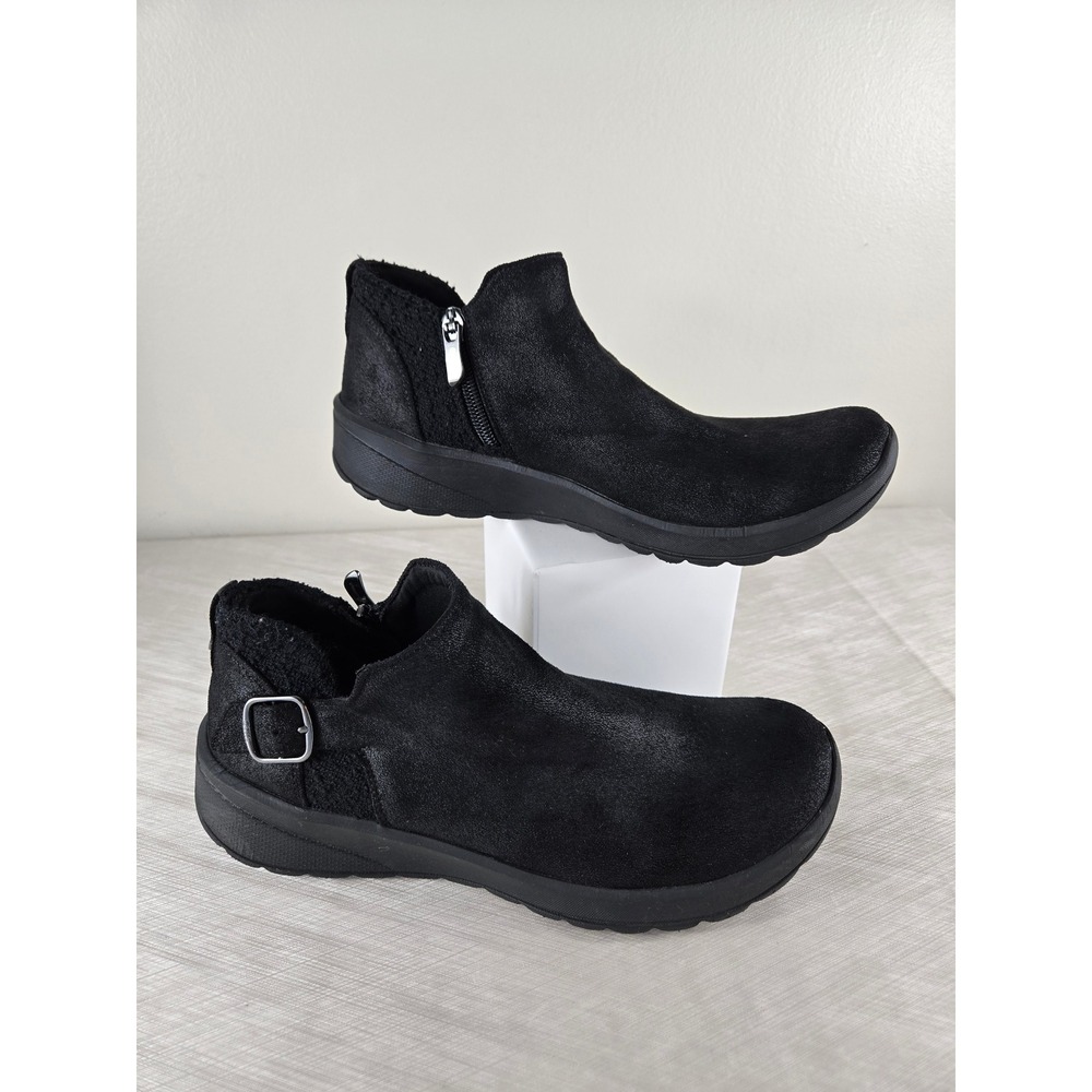 Bzees Womens Black Metallic Fabric Ankle Booties Machine Washable Comfort 8.5M